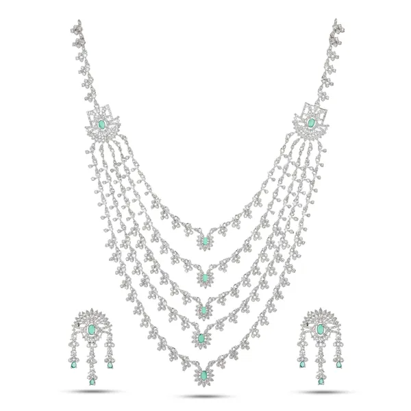 Silver_Rhodium_Plated_American_Diamond_Necklace_Set_With_Green_Zirconia