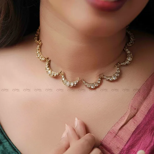 Gold_Plated_Stone_Studded_Crescent_Moon_Necklace_Set_For_Women