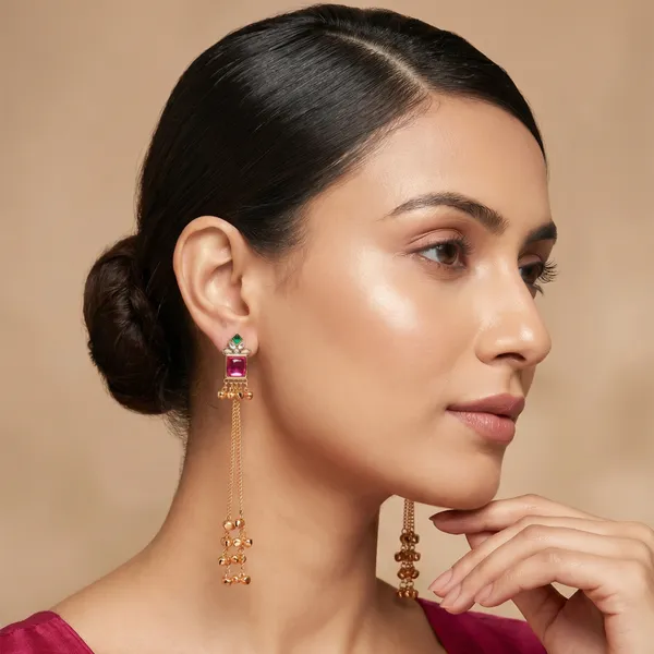 Gold_Tone_Pink_Green_Stone_Kundan_Long_Chain_Drop_Earrings_For_Women