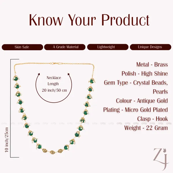 Gold_Green_Stone_Embellished_Chain_Necklace_For_Women