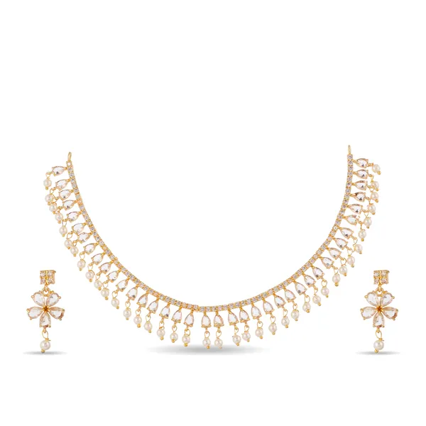 Gold_Plated_Crystal_Pearl_Choker_Necklace_Set_For_Women