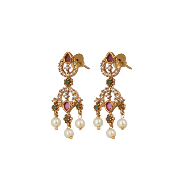 Antique_Gold_Plated_Ad_Cz_Stone_Necklace_Set_For_Women