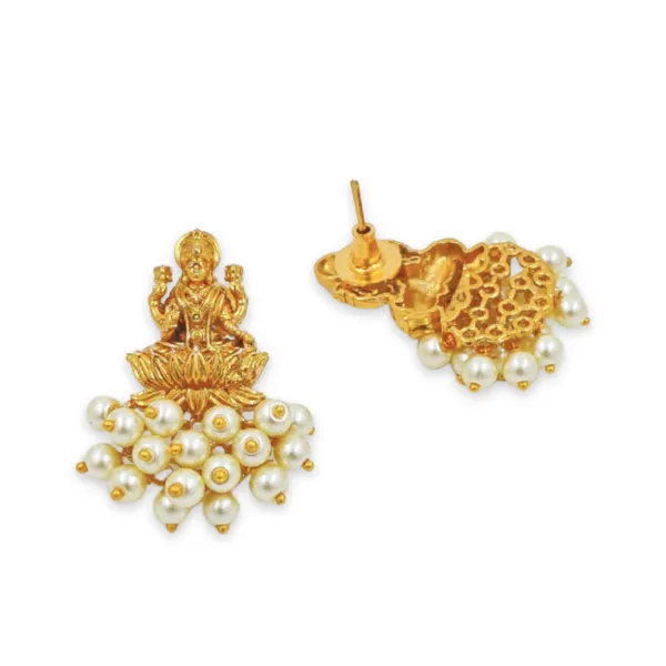 Antique_Gold_Plated_Goddess_Lakshmi_Pearl_Drop_Earrings