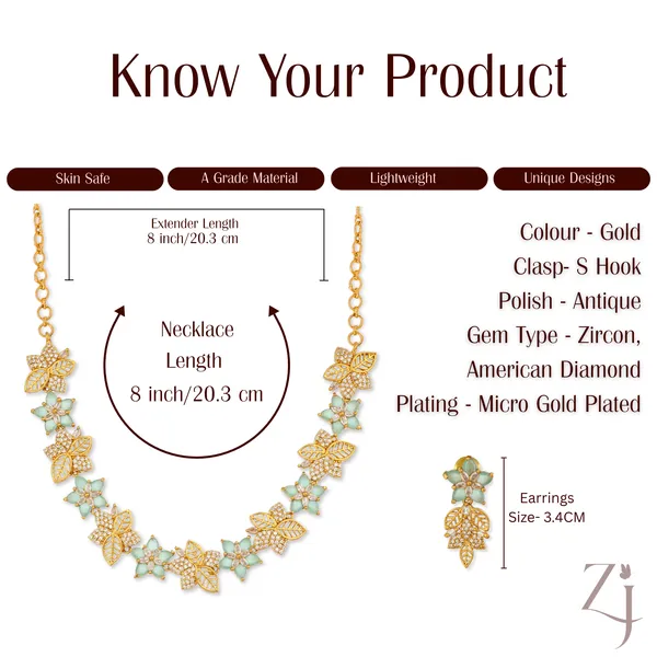 Gold_Plated_Mint_Green_Stone_Floral_Necklace_Earrings_Set_For_Women