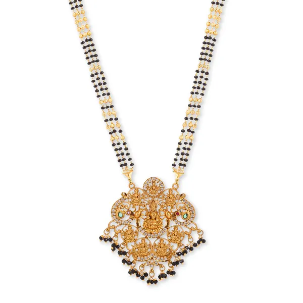 Gold_Plated_Black_Beaded_Temple_Jewellery_Necklace_Set_For_Women