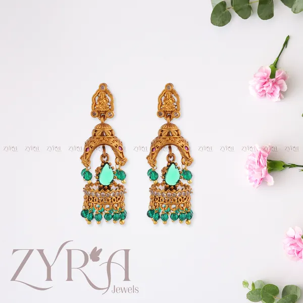 Antique_Gold_Micro_Plated_Brass_Turquoise_Jhumka_Earrings_For_Women