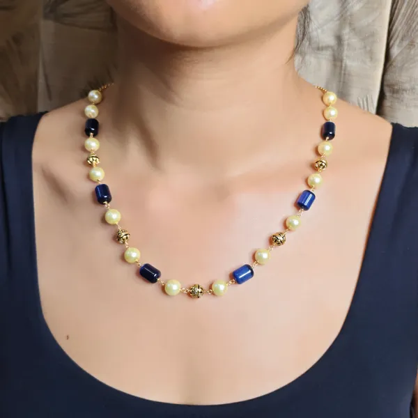 Gold_Tone_Pearl_And_Blue_Stone_Beaded_Necklace_For_Women