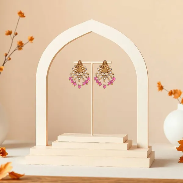 Gold_Pink_Stone_Lakshmi_Deity_Chandbali_Earrings_For_Women