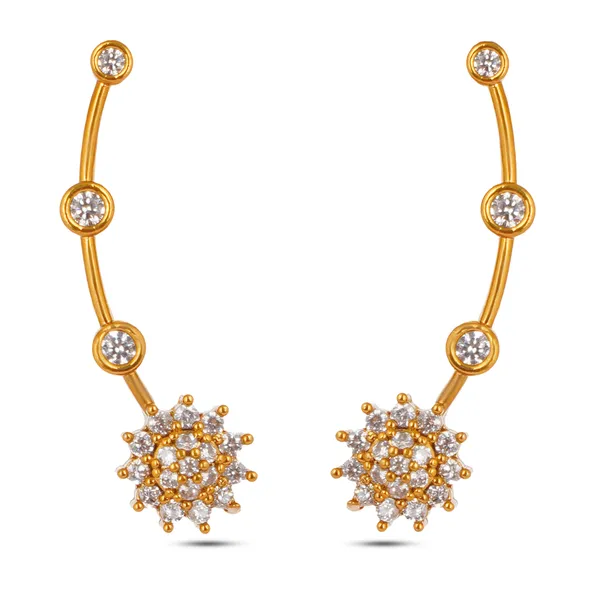 AAA_Grade_Cubic_Zirconia_Studded_Gold_Plated_Ear_Cuff_Earring_