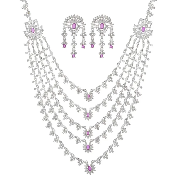Pink_Stone_American_Diamond_Multi_Layer_Necklace_Set_For_Women