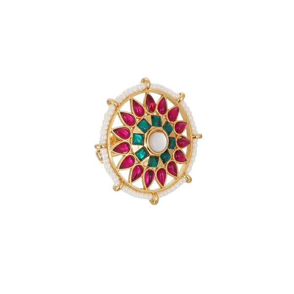 Gold_Plated_Multicolor_Kundan_Stone_Adjustable_Ring_For_Women