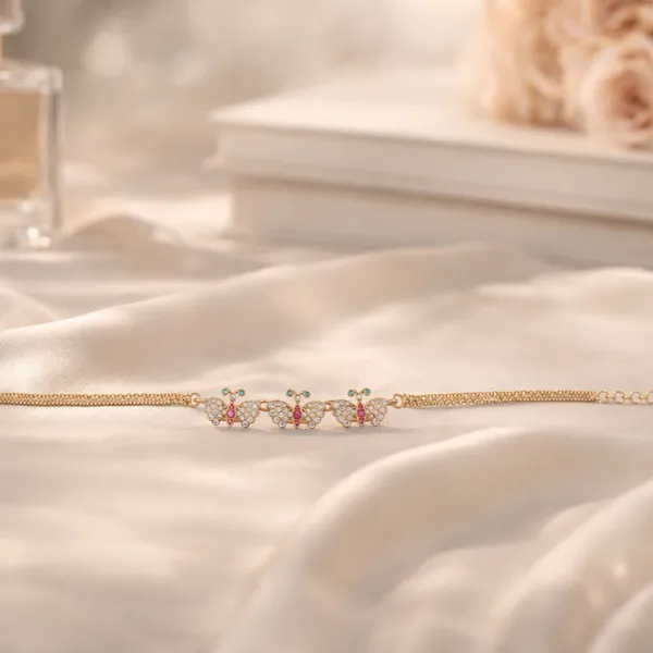 Gold_Plated_Butterfly_Design_Bracelet_With_Pink_Stones