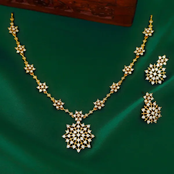 Gold_Tone_Crystal_Star_Motif_Necklace_And_Earring_Set