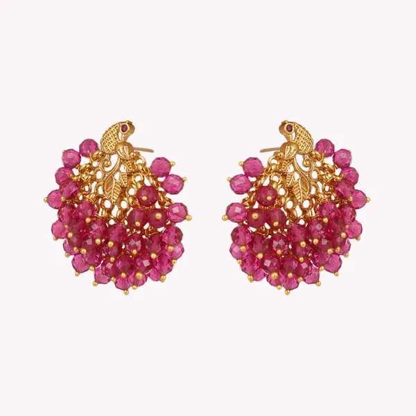 Antique_Gold_Plated_Crystal_Bead_Cluster_Earrings