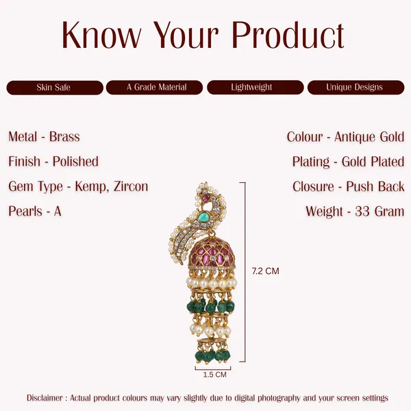 Gold_Plated_Peacock_Jhumka_Earrings_With_Pearls_And_Stones