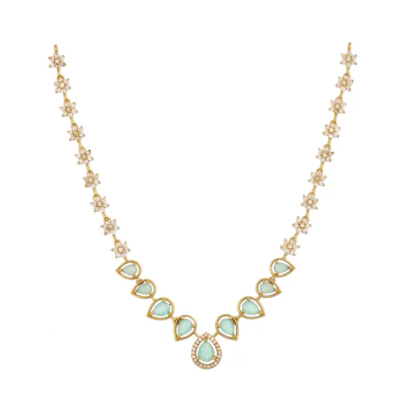 Gold_Micro_Plated_Aqua_Zircon_American_Diamond_Necklace_Set