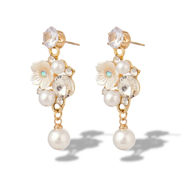 Gold_Plated_Crystal_Pearl_Drop_Earrings_For_Women