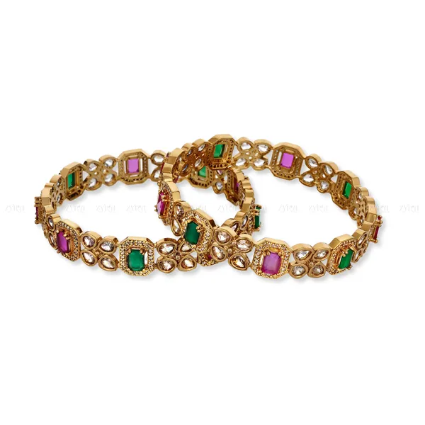 Gold_Tone_Antique_Finish_Kundan_Bangle_Set