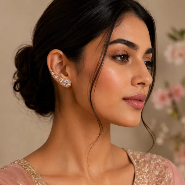 AAA_Grade_Cubic_Zirconia_Studded_Gold_Plated_Floral_Ear_Cuff_Earring_