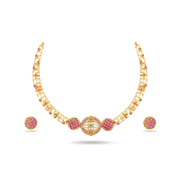 Gold_Plated_Ruby_Stone_Studded_Necklace_Set_For_Women