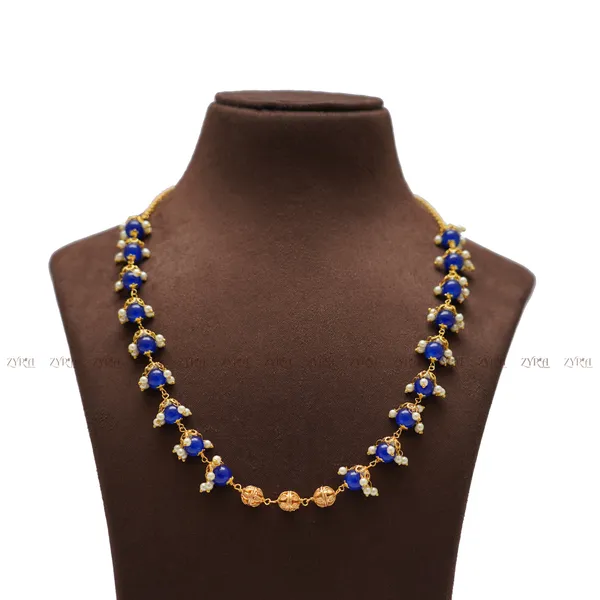 Antique_Gold_Brass_Blue_Crystal_Beads_Necklace_For_Women