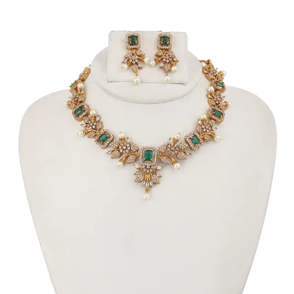 Emerald_AD_&_CZ_Necklace_set_With_Earrings_Gold_Plated_