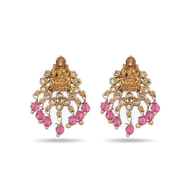 Gold_Pink_Stone_Lakshmi_Deity_Chandbali_Earrings_For_Women