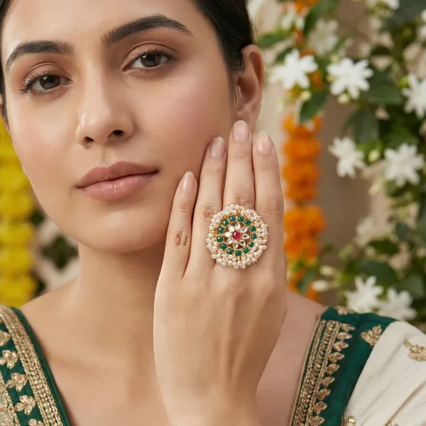 Gold_Plated_Brass_Kundan_Pearl_Adjustable_Ring_For_Women