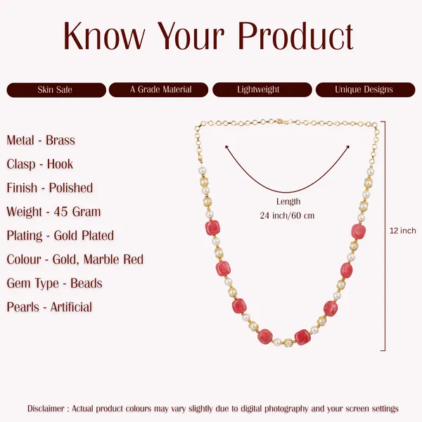 Gold_Tone_Red_Bead_And_Pearl_Chain_Necklace_For_Women