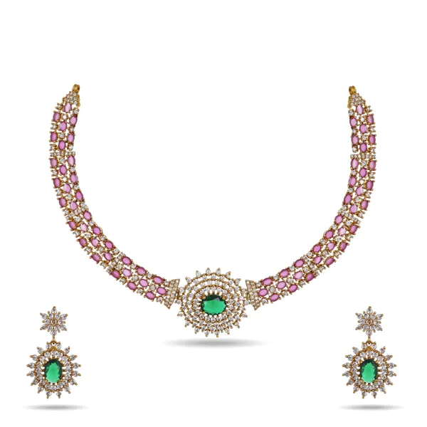 Green_Stone_American_Diamond_Necklace_Set_With_Earrings