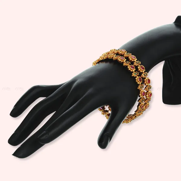 Gold_Tone_Pink_Stone_Embellished_Bangles_Set_Of_2