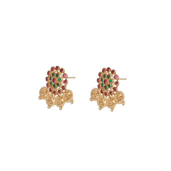 Gold_Plated_Multicolor_Kemp_Stone_Choker_Necklace_Set_With_Earrings