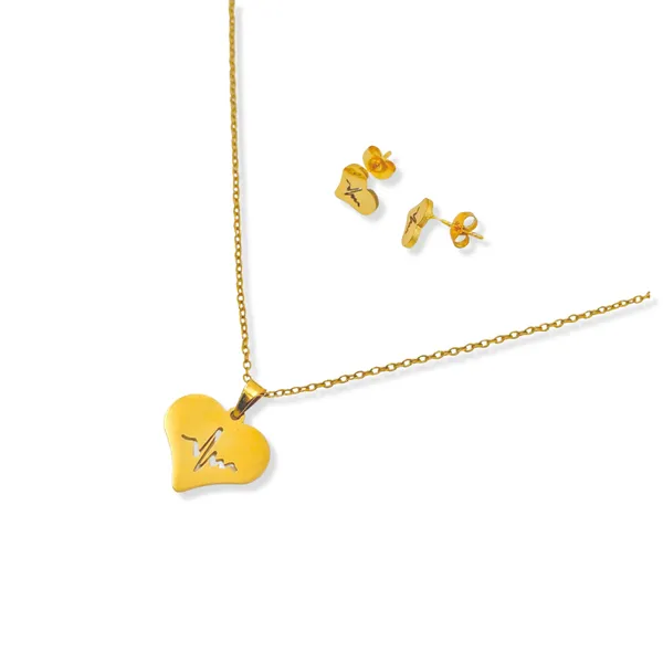 Yellow_Gold_Heart_Pendant_Necklace_With_Matching_Stud_Earrings_Set