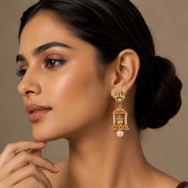 Gold_Plated_Brass_Temple_Jhumka_Earrings_With_Zircon_And_Pearl