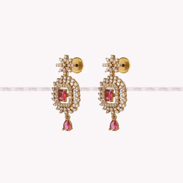 Antique_Gold_Plated_Pink_Stone_Necklace_Set_With_Earrings
