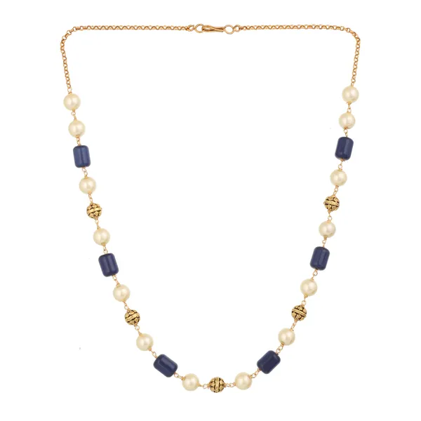 Gold_Tone_Pearl_And_Blue_Stone_Beaded_Necklace_For_Women