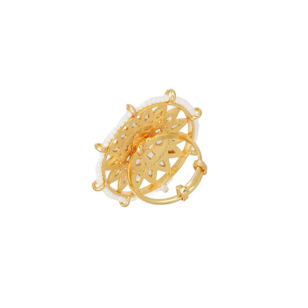 Gold_Kundan_Green_Stone_Floral_Ring_For_Women