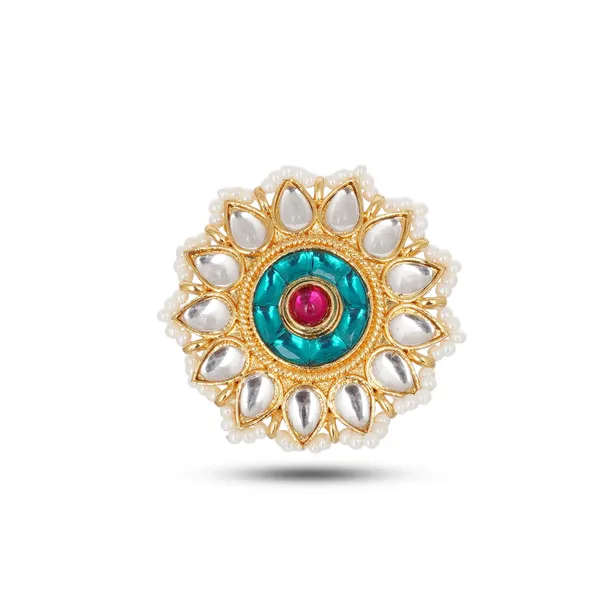 Gold_Plated_Brass_Kundan_Pearl_Floral_Adjustable_Ring_For_Women