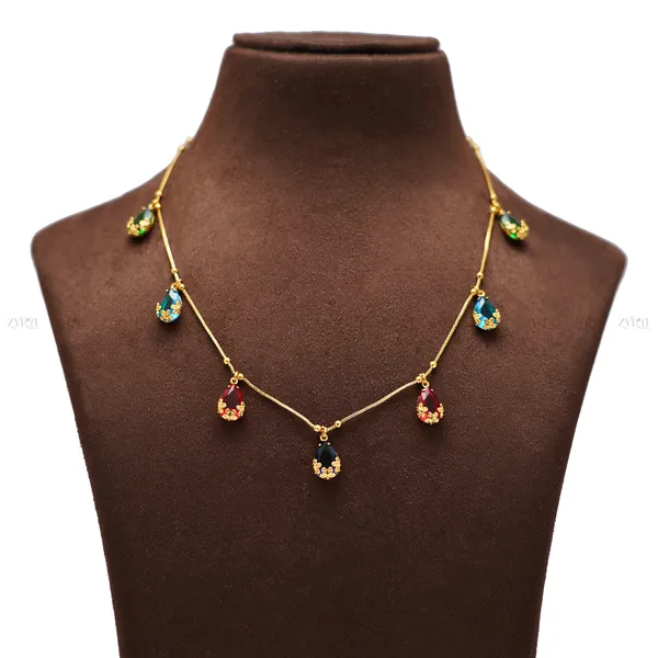 Multicolor_Crystal_Gold_Plated_Teardrop_Necklace_For_Women