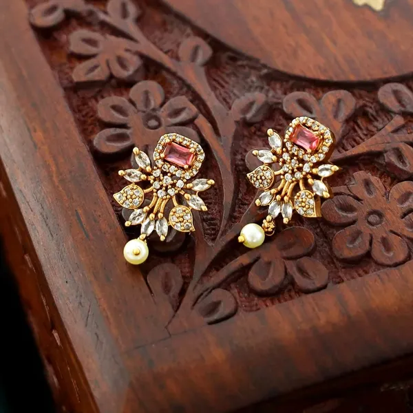 Gold_Tone_Multicolor_Stone_AD_Necklace_Set_With_Pearls