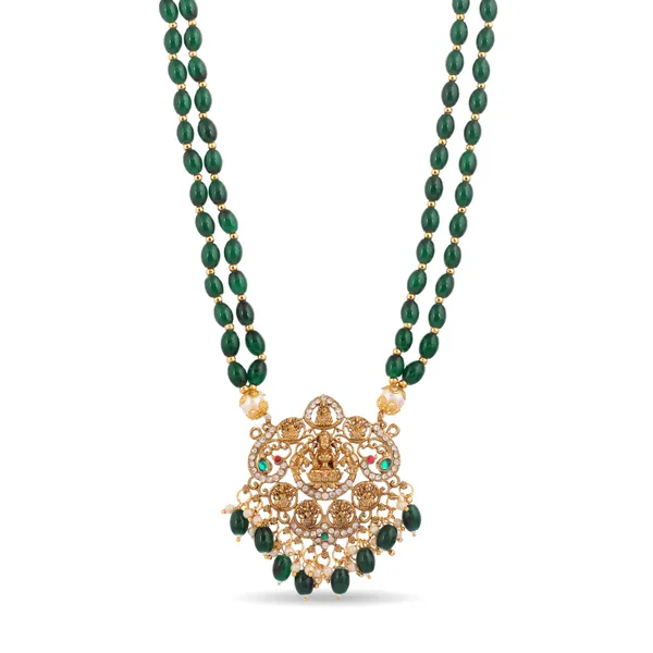 Green_Beaded_Gold_Plated_Temple_Pendant_Necklace