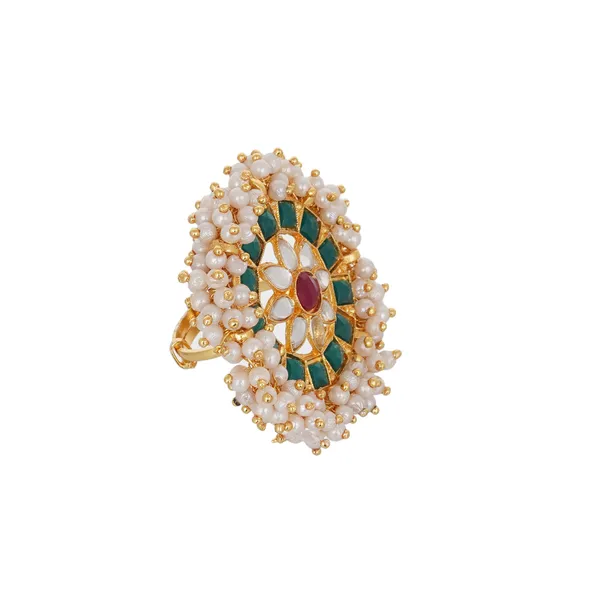 Gold_Plated_Brass_Kundan_Pearl_Adjustable_Ring_For_Women
