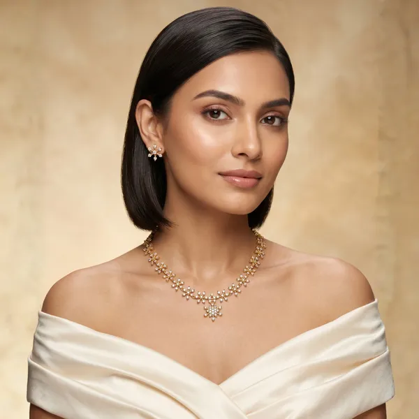 Gold_Floral_Crystal_Necklace_And_Earring_Set_For_Women