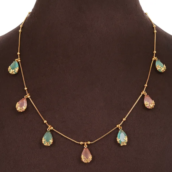 Gold_Plated_Teardrop_Stone_Necklace_For_Women