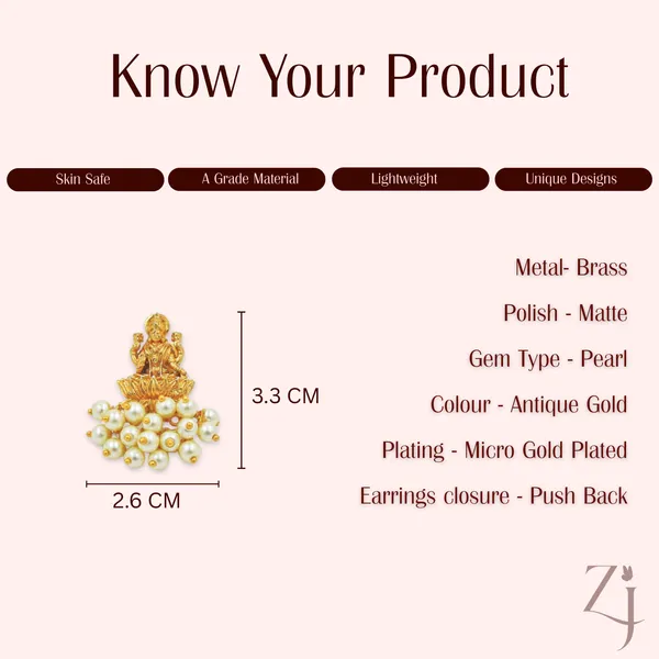 Antique_Gold_Plated_Goddess_Lakshmi_Pearl_Drop_Earrings