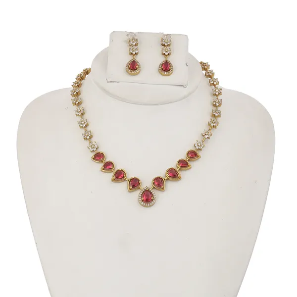 Pink_Stone_Gold_Plated_American_Diamond_Necklace_Set_For_Women