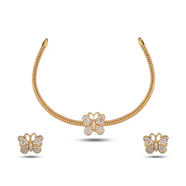 Gold_Plated_Cubic_Zirconia_Butterfly_Necklace_Set