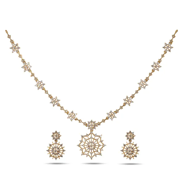 Gold_Tone_Crystal_Star_Motif_Necklace_And_Earring_Set