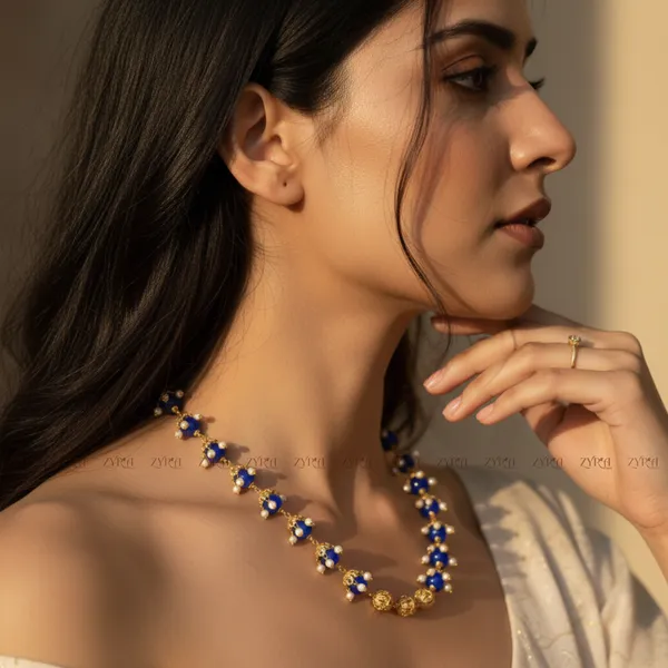 Antique_Gold_Brass_Blue_Crystal_Beads_Necklace_For_Women