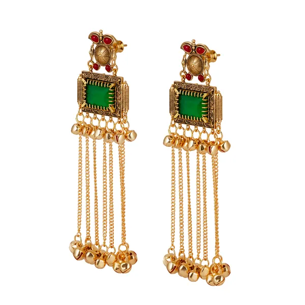 Gold_Plated_Brass_Green_Acrylic_Cascade_Dangle_Earrings_For_Women